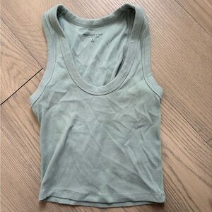 Abercrombie & Fitch Light Sage Ribbed Scoop Tank